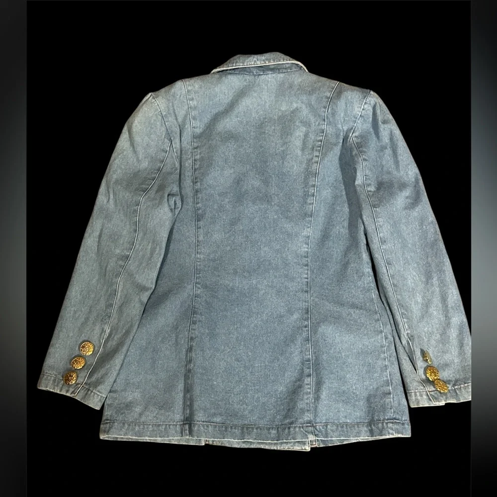 Pia Rucci Vintage Double Breasted Jean Jacket with Gold Buttons. Medium 40” Bust - Picture 2 of 3